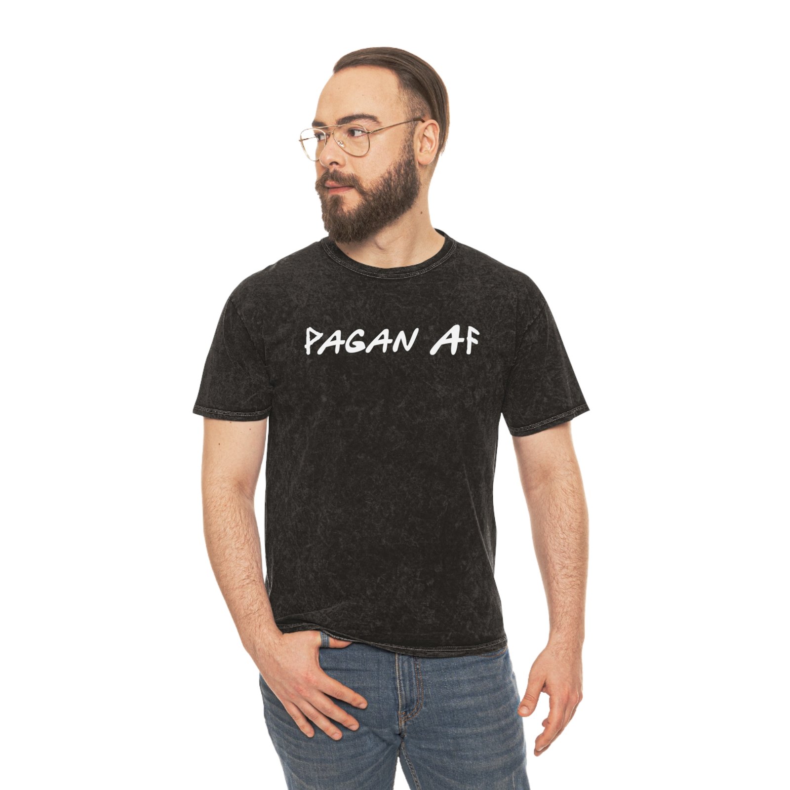 Pagan AF Rune Shirt | Wunjo (Joy) & Ansuz (God) | Unisex Mineral Wash T-Shirt - Image 3