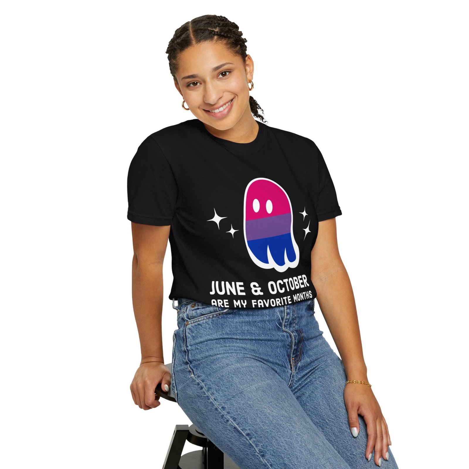 Proud Ghost | June & October Are My Favorite Months | Bi Flag | Unisex Comfort Colors T-shirt - Image 9