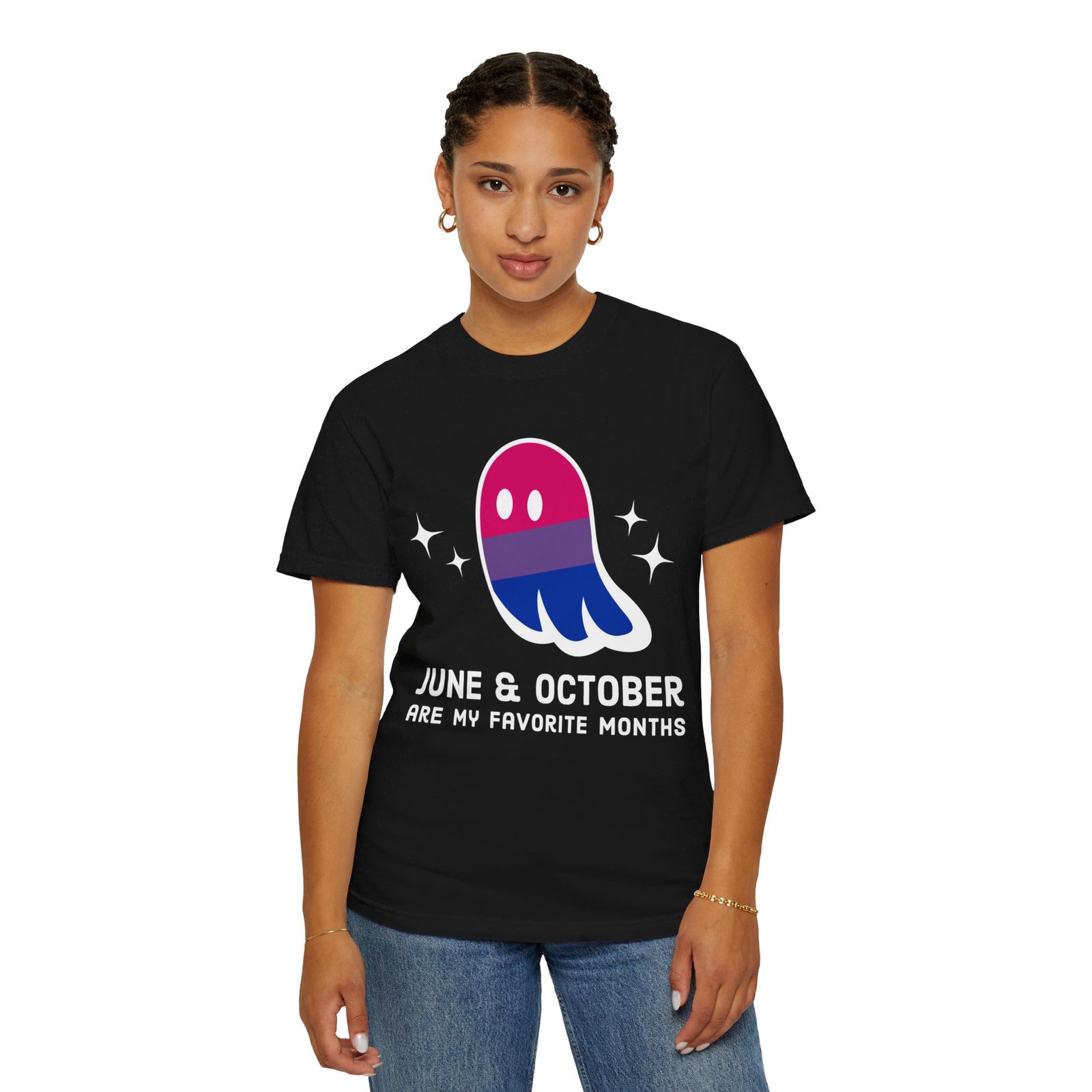 Proud Ghost | June & October Are My Favorite Months | Bi Flag | Unisex Comfort Colors T-shirt - Image 6