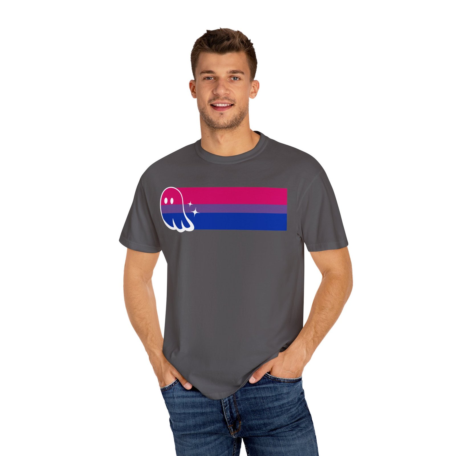 Proud Ghost | Bi Flag | Unisex Comfort Colors T-shirt - Image 43