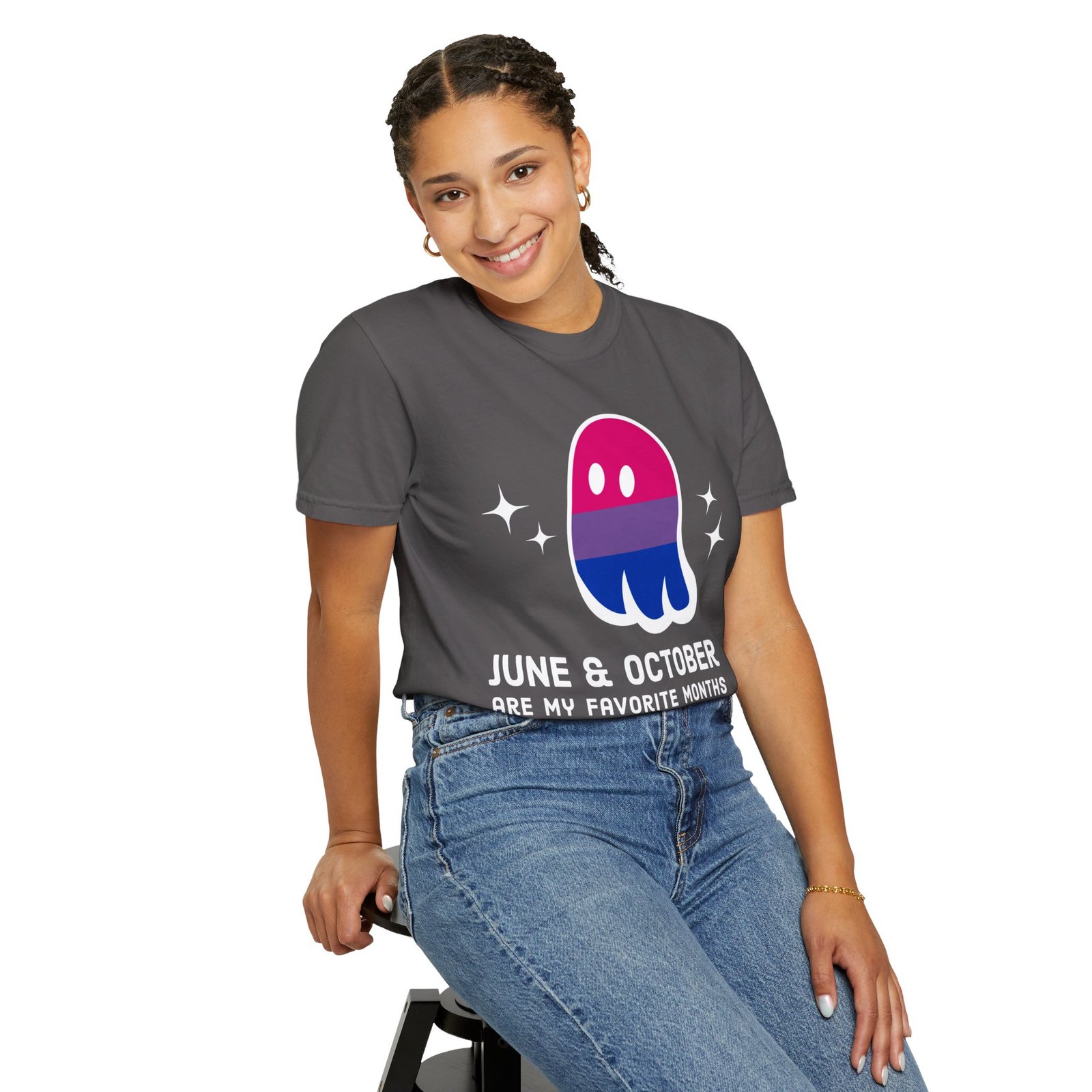 Proud Ghost | June & October Are My Favorite Months | Bi Flag | Unisex Comfort Colors T-shirt - Image 48