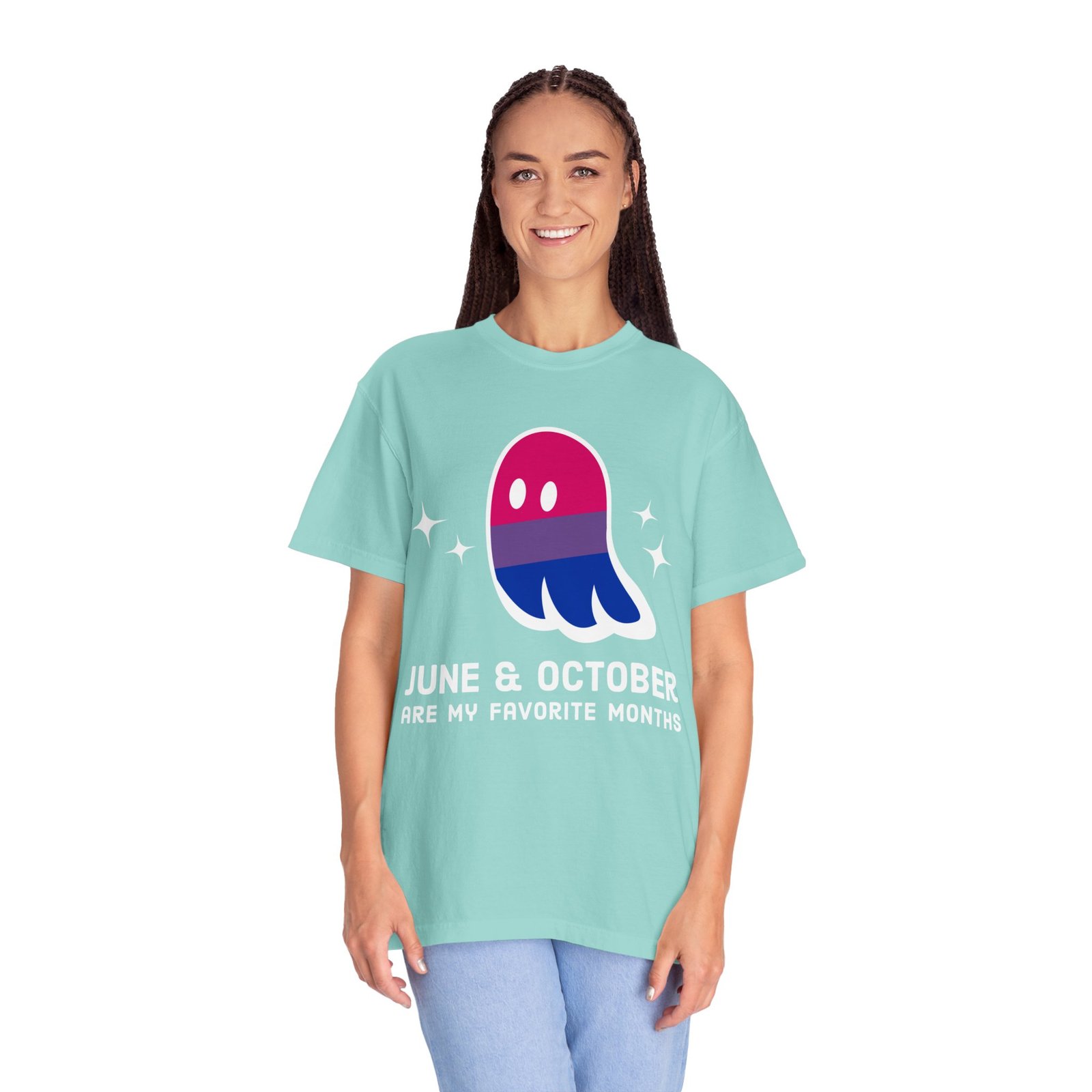 Proud Ghost | June & October Are My Favorite Months | Bi Flag | Unisex Comfort Colors T-shirt - Image 18