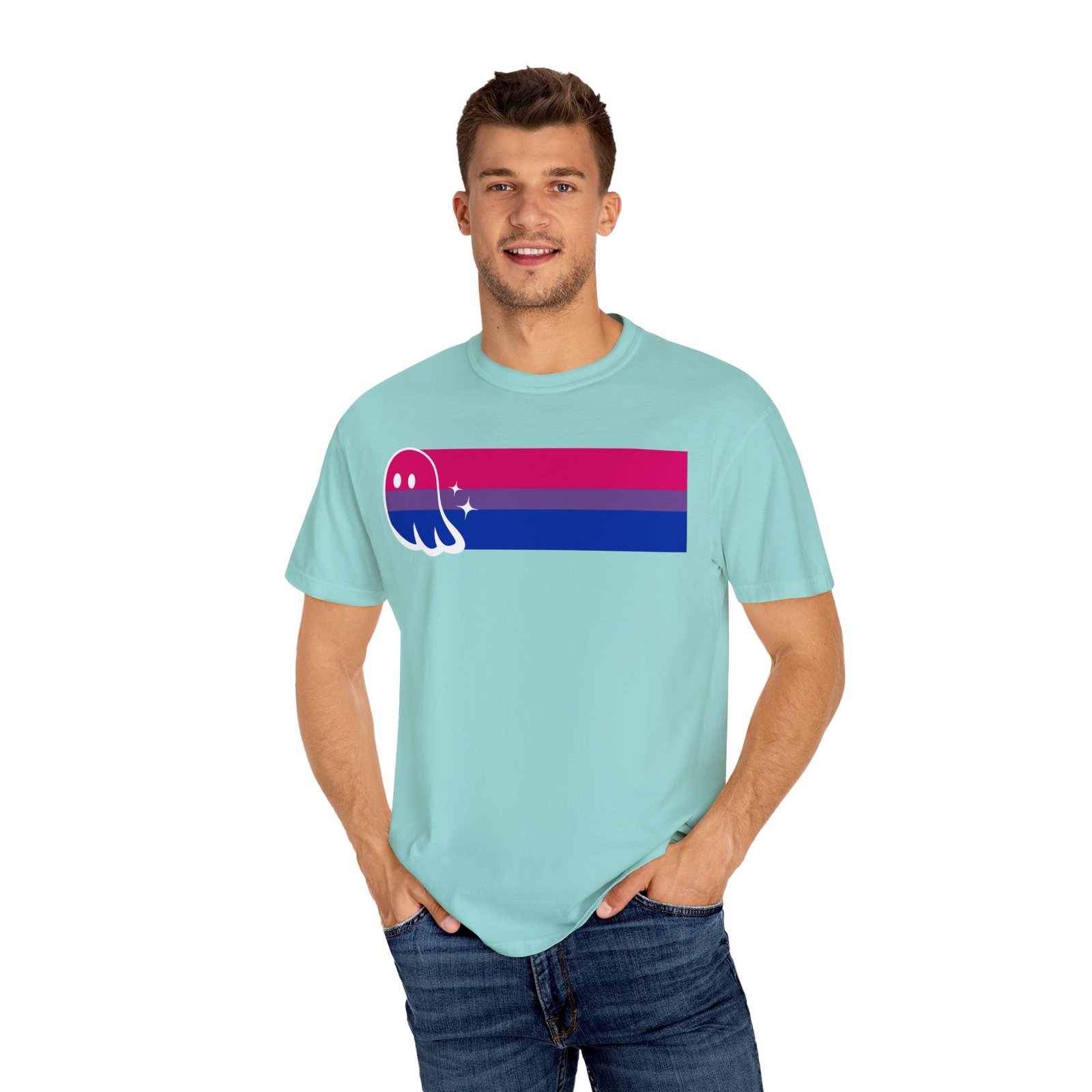 Proud Ghost | Bi Flag | Unisex Comfort Colors T-shirt - Image 17