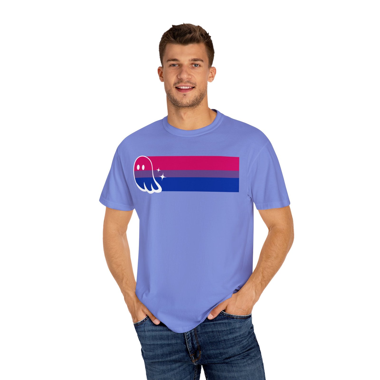 Proud Ghost | Bi Flag | Unisex Comfort Colors T-shirt - Image 30