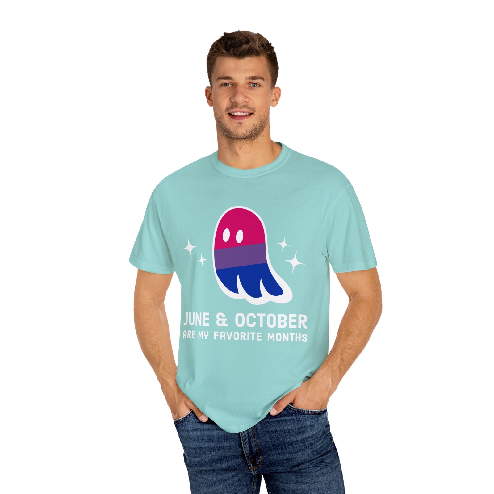 Proud Ghost | June & October Are My Favorite Months | Bi Flag | Unisex Comfort Colors T-shirt - Image 17