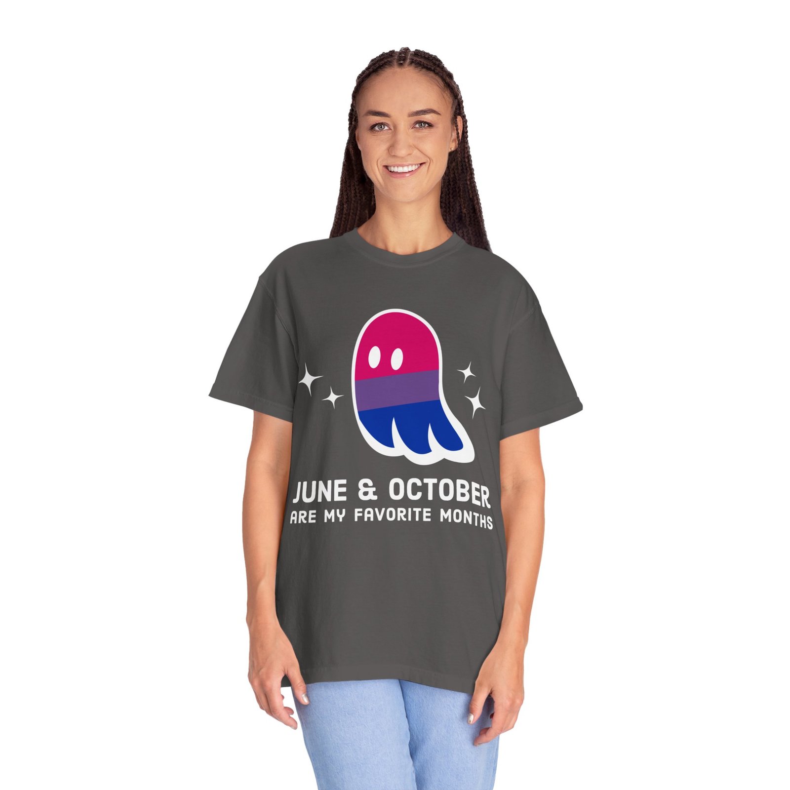 Proud Ghost | June & October Are My Favorite Months | Bi Flag | Unisex Comfort Colors T-shirt - Image 44