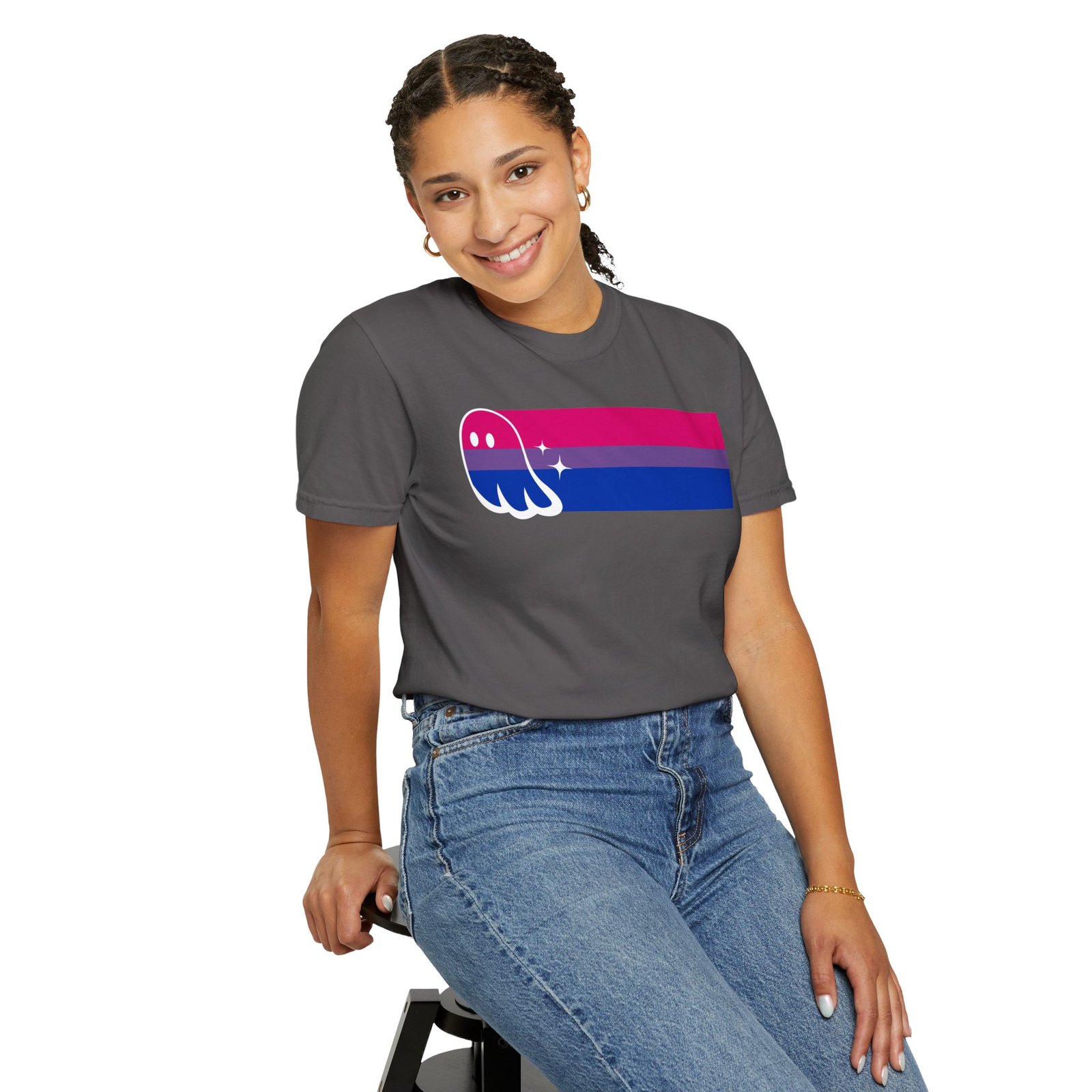 Proud Ghost | Bi Flag | Unisex Comfort Colors T-shirt - Image 48