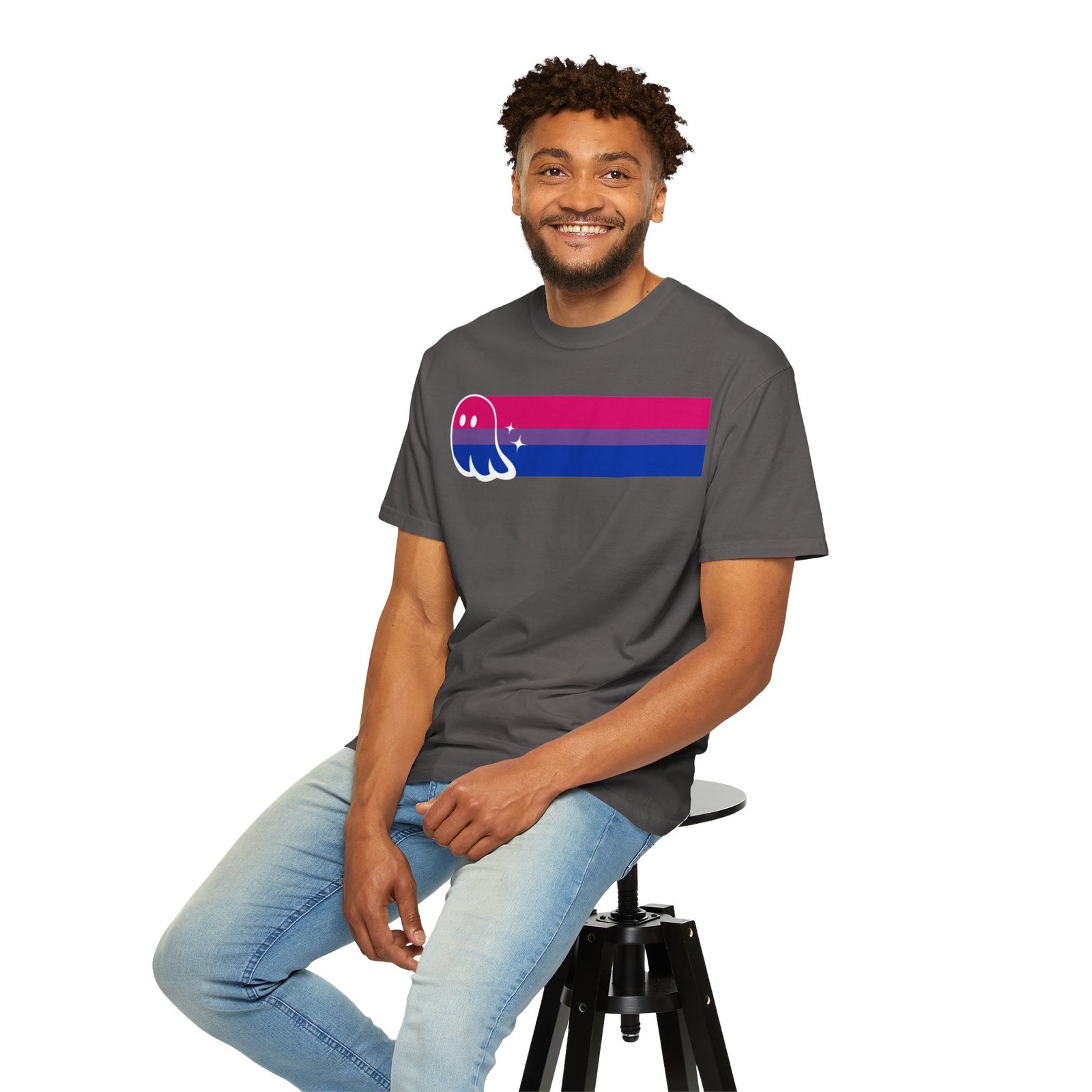 Proud Ghost | Bi Flag | Unisex Comfort Colors T-shirt - Image 52
