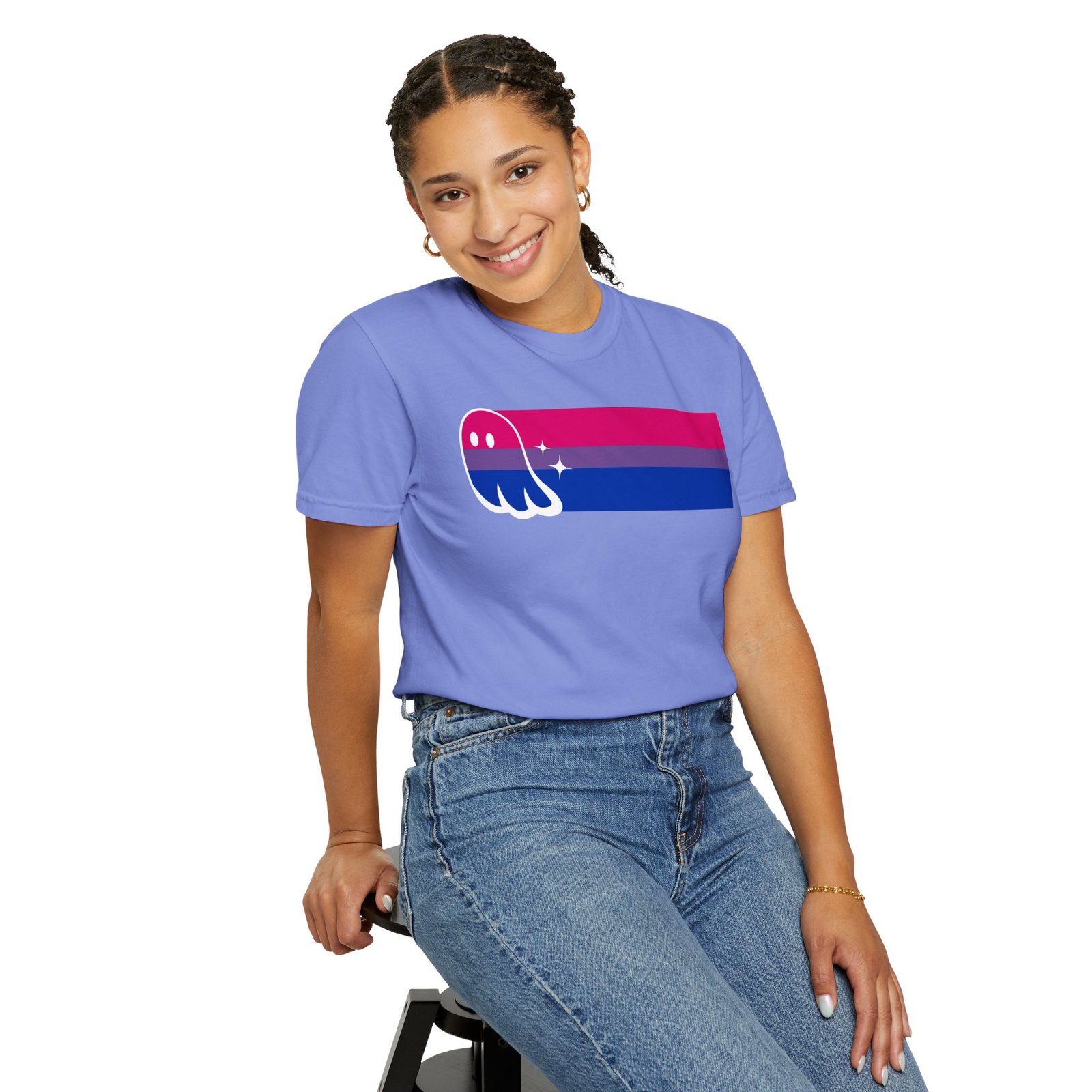 Proud Ghost | Bi Flag | Unisex Comfort Colors T-shirt - Image 35
