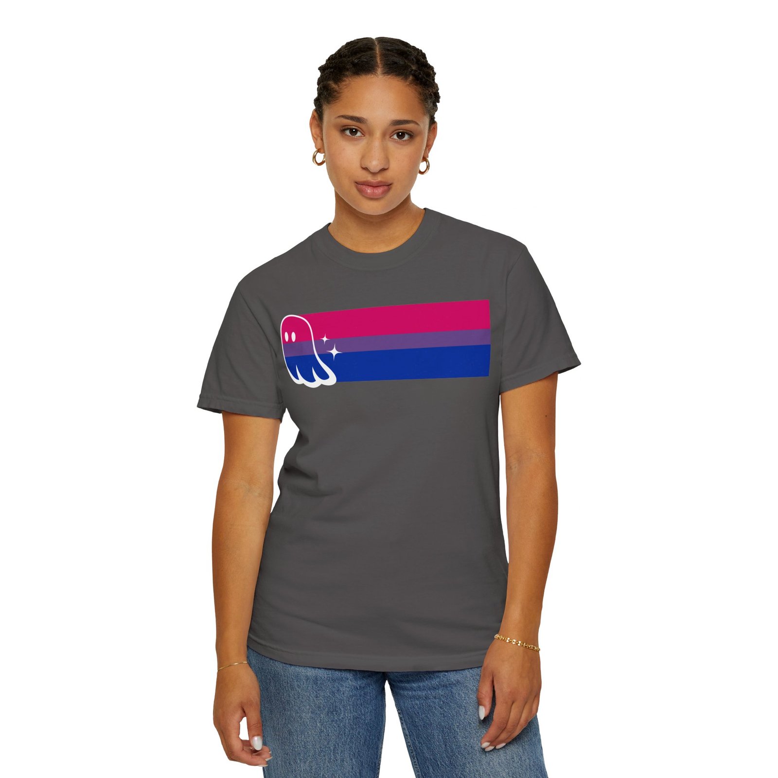 Proud Ghost | Bi Flag | Unisex Comfort Colors T-shirt - Image 45