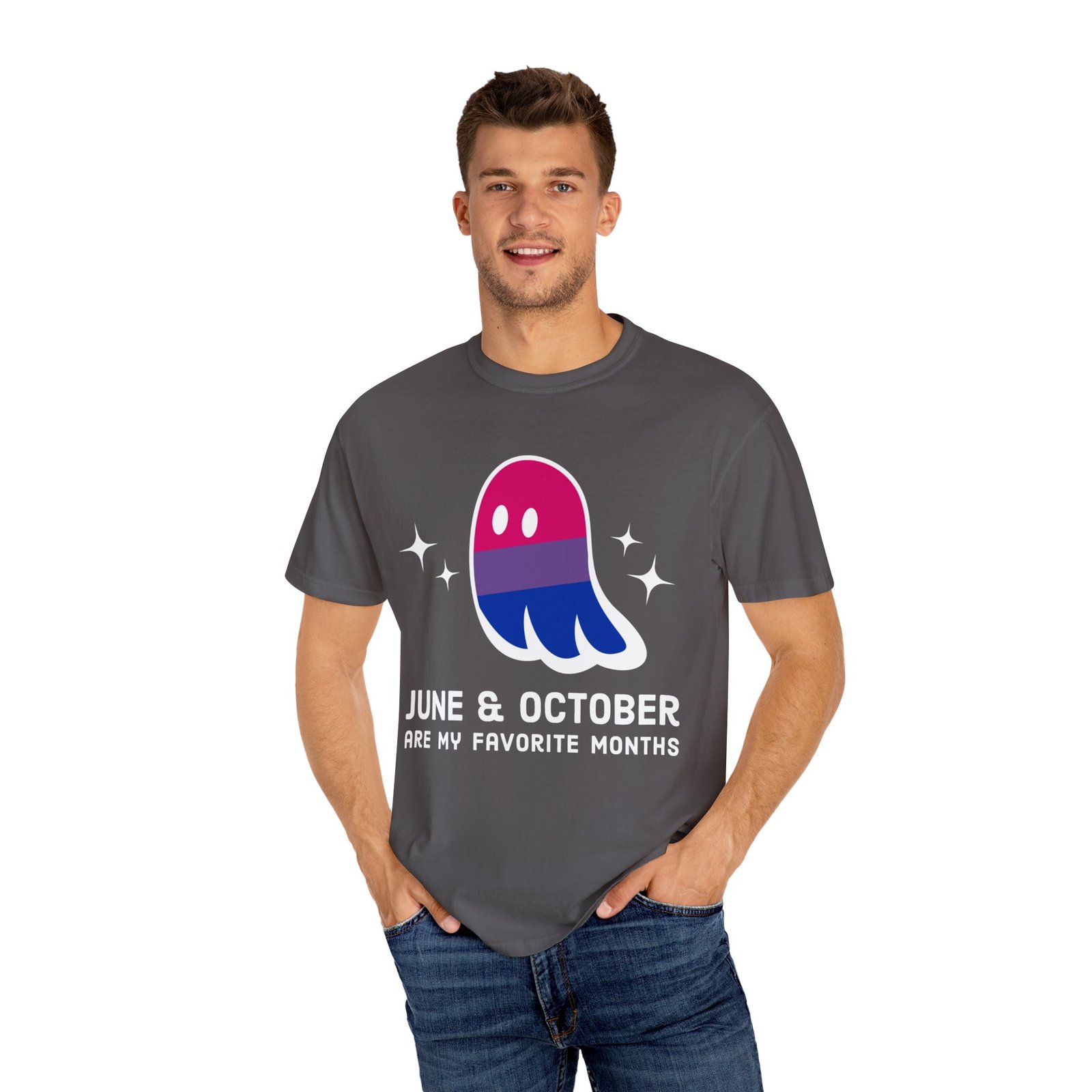 Proud Ghost | June & October Are My Favorite Months | Bi Flag | Unisex Comfort Colors T-shirt - Image 43