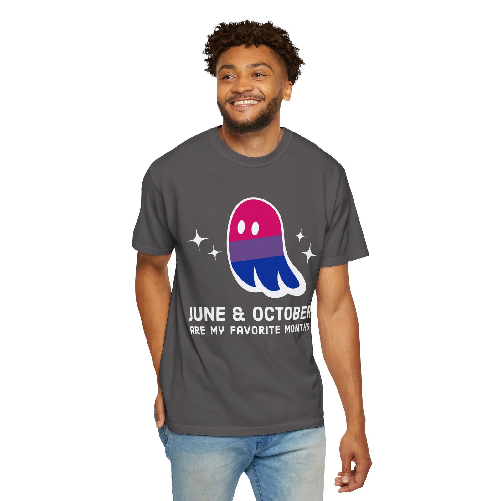 Proud Ghost | June & October Are My Favorite Months | Bi Flag | Unisex Comfort Colors T-shirt - Image 49