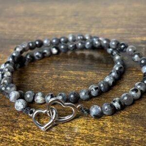 Custom Hand-Beaded Necklace with Heart Clasp