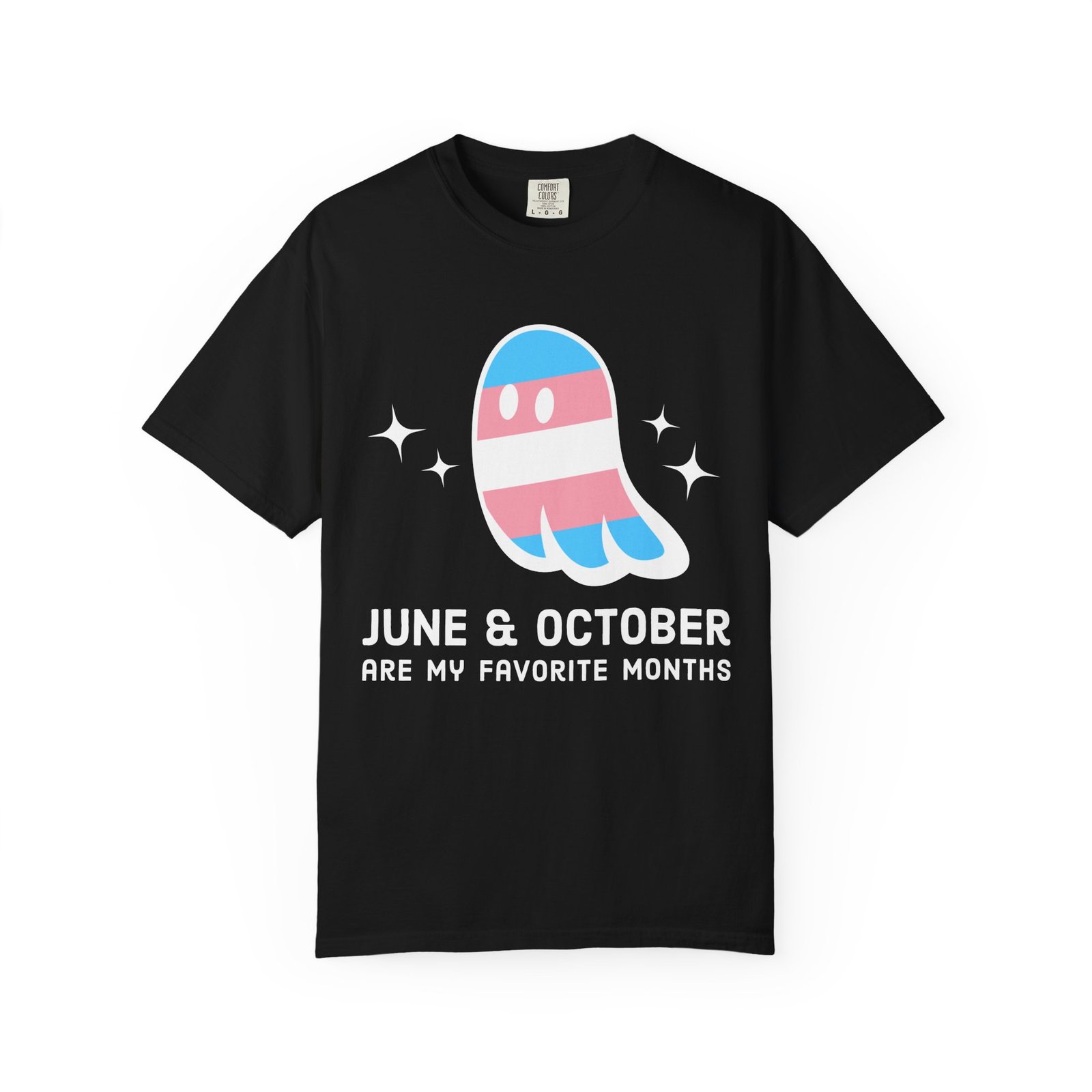 Proud Ghost | June & October Are My Favorite Months | Trans Flag | Unisex Comfort Colors T-shirt