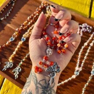 Handmade Carnelian Agate Lilith Goddess Rosary