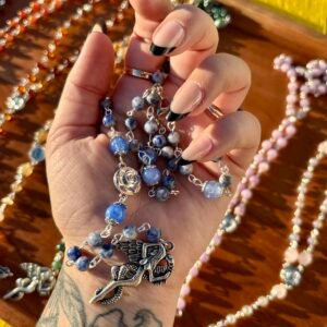 Handmade Sodalite and Fire Quartz Lilith Goddess Rosary