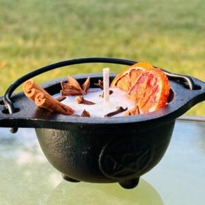 Cast Iron Pentacle Cauldron Simmer Pot Candle (Small)