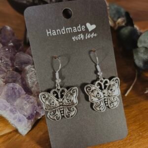 Silver Skeleton Butterfly Earrings