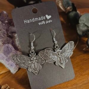 Silver Death Moth Earrings