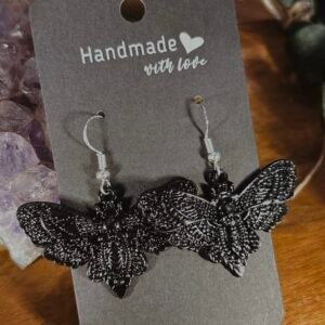 Black Death Moth Earrings