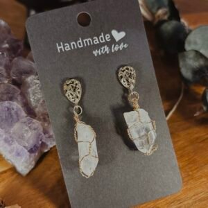 Clear Quartz Ornate Gold Post Earrings